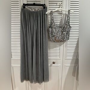 City Triangles Gray and Silver Sequin Dress